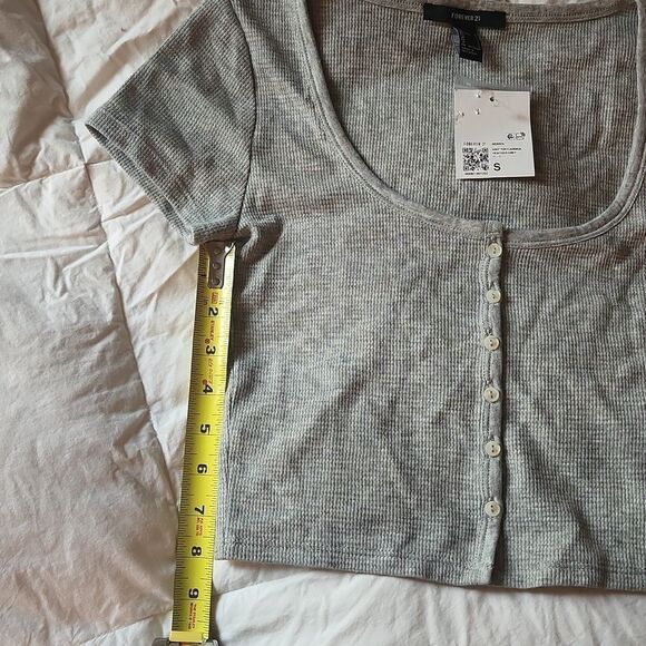 NEW Forever 21 Waffle Crop Top - Picture 4 of 5